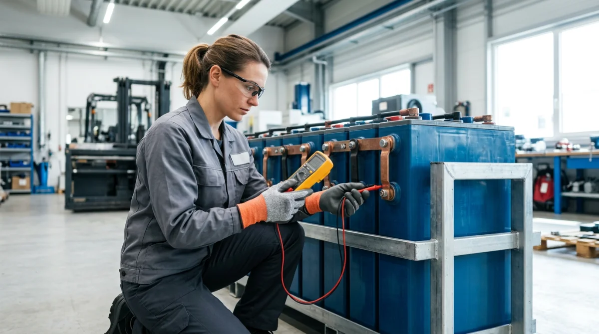 Contrôle technique de la batterie d'un gerbeur électrique – Gerbeur éléctrique occasion