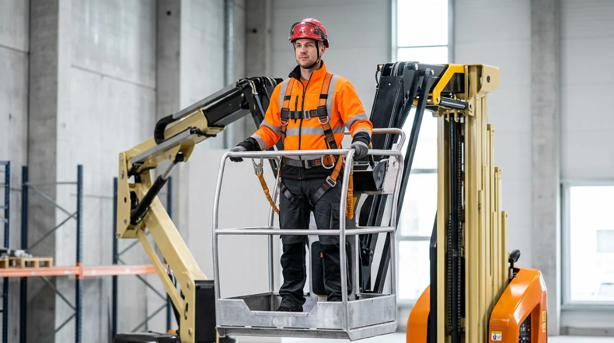 Opérateur sécurisé en nacelle à mât vertical – Nacelle Toucan