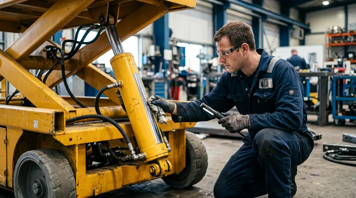 Inspection technique des vérins hydrauliques d'une nacelle ciseaux – Nacelle à ciseaux occasion