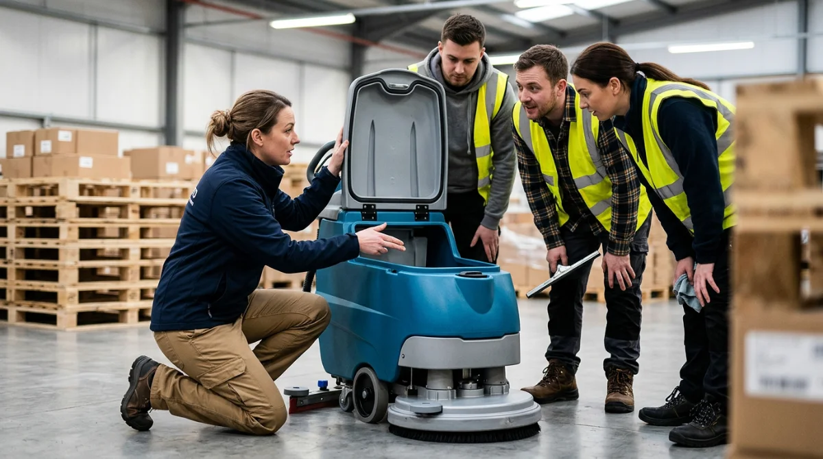 Formation des équipes à l'entretien quotidien du matériel – Autolaveuse autotractée d'occasion