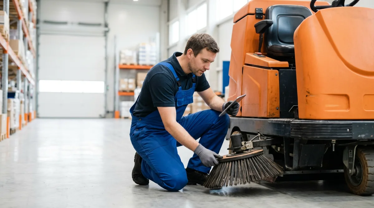 Inspection technique d'une balayeuse industrielle d'occasion