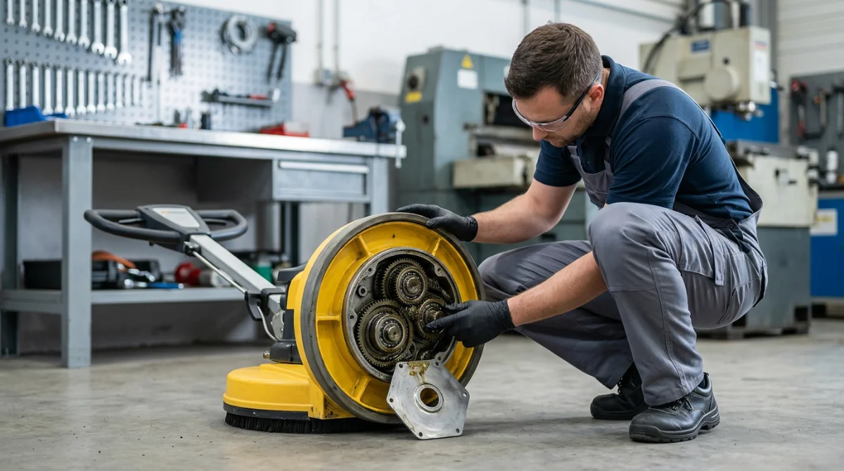 Inspection technique d'une monobrosse professionnelle en atelier – Monobrosse karcher d'occasion