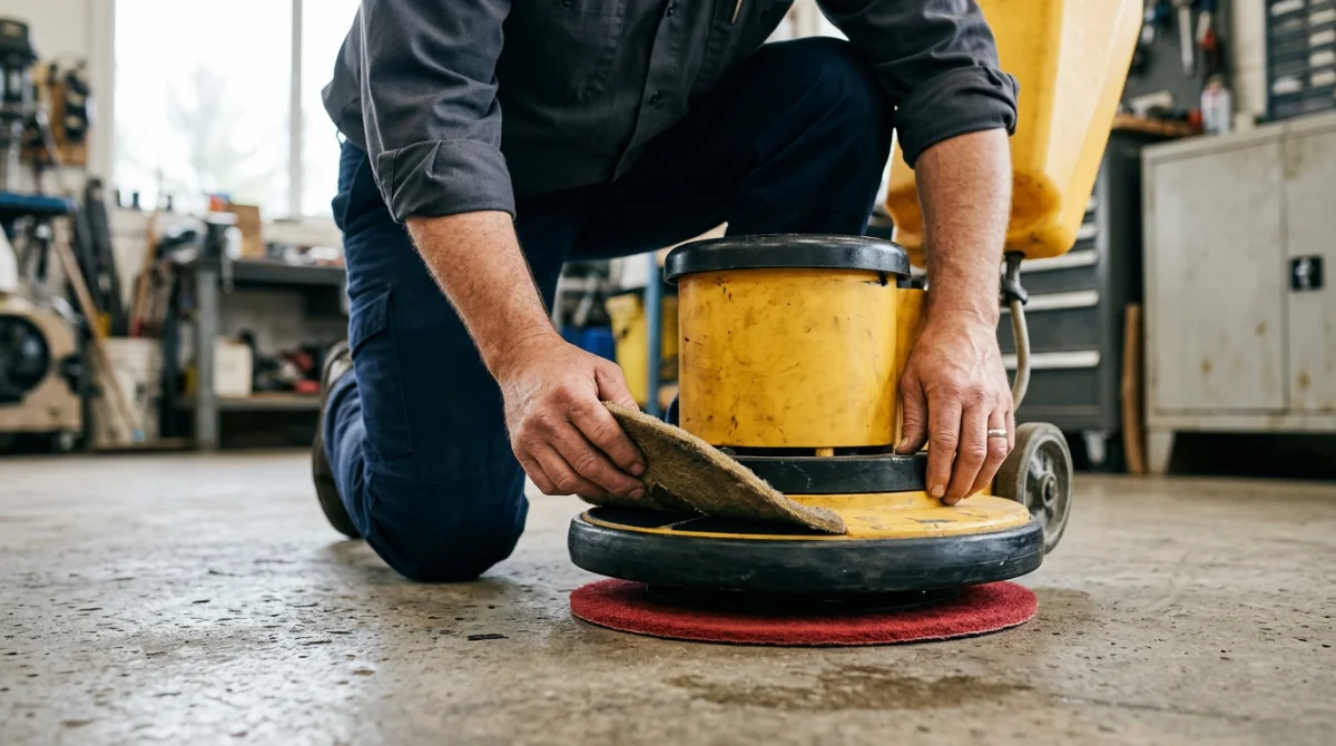 Changement de disque sur une monobrosse professionnelle – Monobrosse karcher d'occasion
