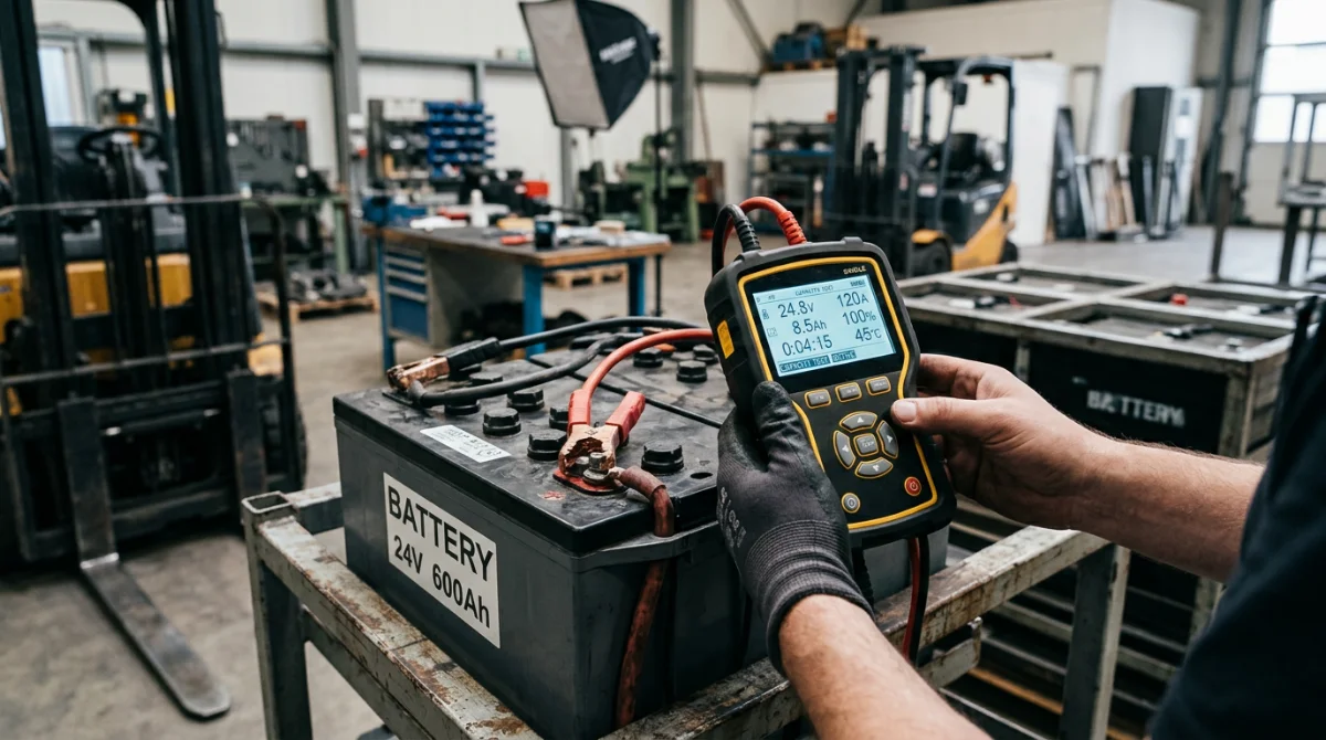 Test de capacité de batterie avant expédition client – ​​Gerbeur Toyota d'occasion