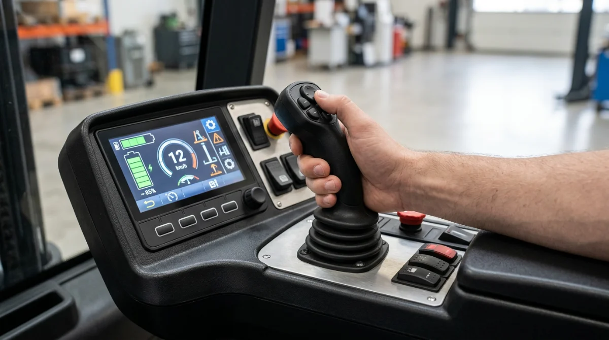 Poste de conduite ergonomique d'un chariot rétractable d'occasion – Chariot à mât rétractable d'occasion