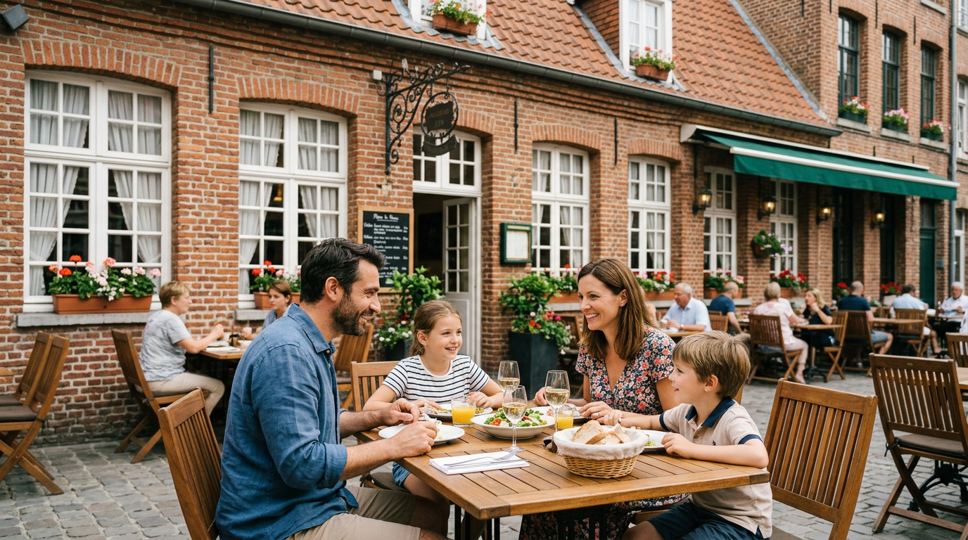 Terrasse d'un estaminet lillois accueillant les familles – activité enfant Lille