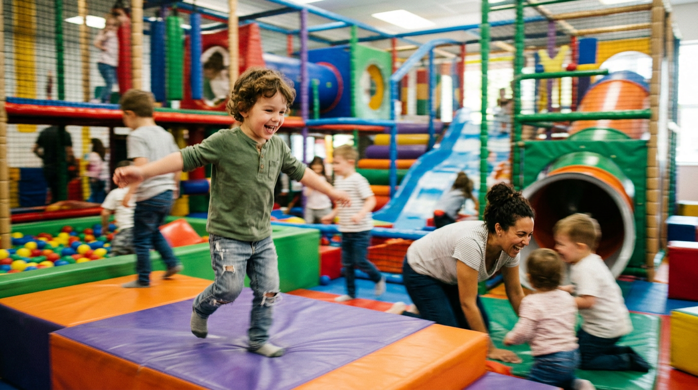 Famille profitant d'un parc de loisirs couvert à Bordeaux – activité enfant Bordeaux