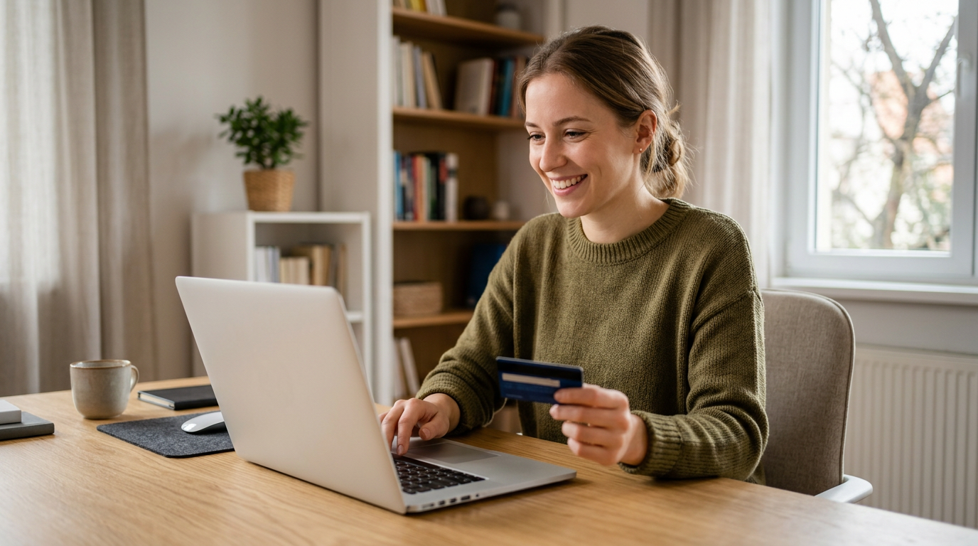 Jeune femme effectuant sa demande de complémentaire santé en ligne – C2S participative combien ça coûte
