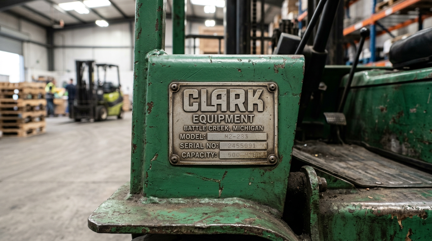 Plaque constructeur d'un chariot Clark robuste – Chariot élévateur Clark occasion