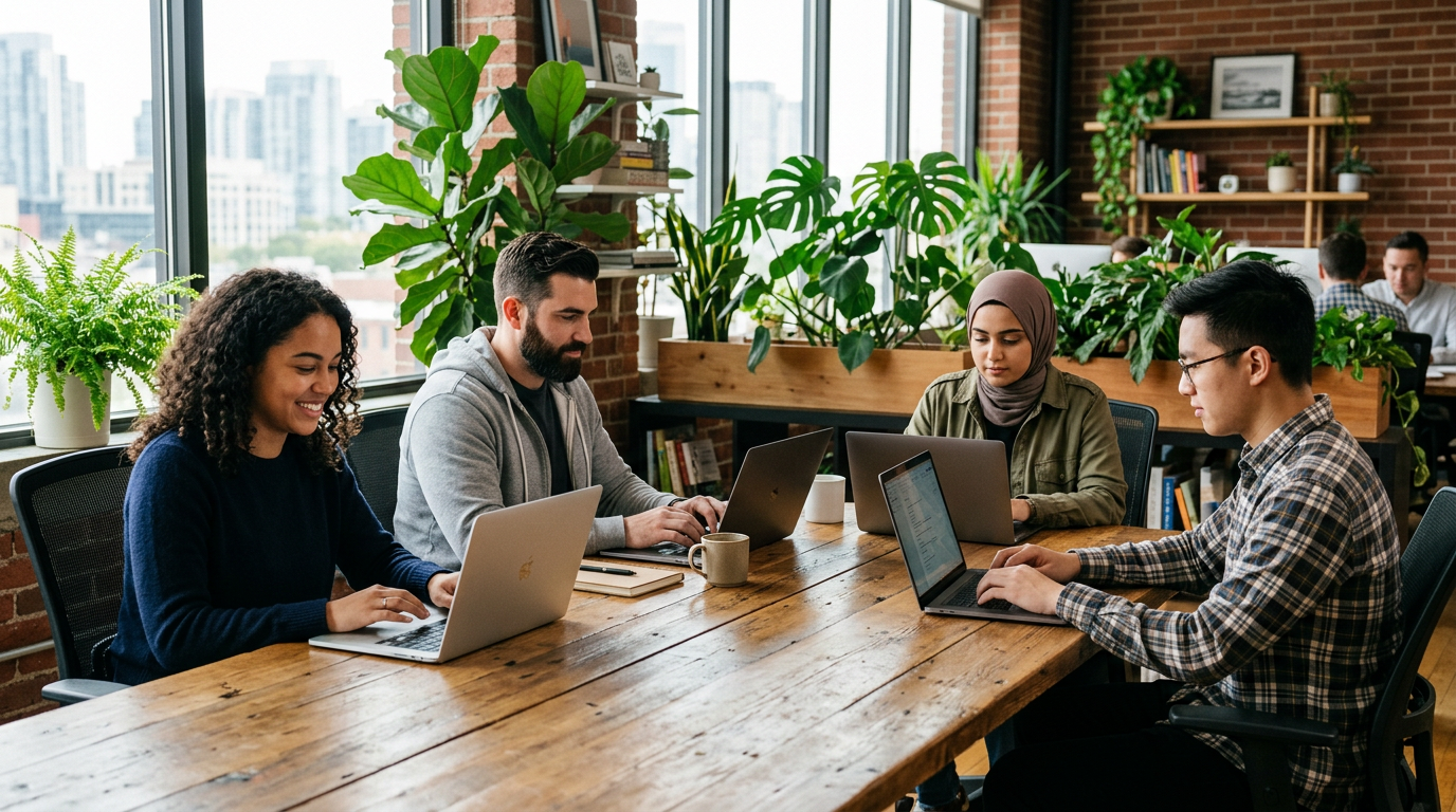Un bureau de start-up moderne et bien protégé – Comparatif assurance multirisque pro