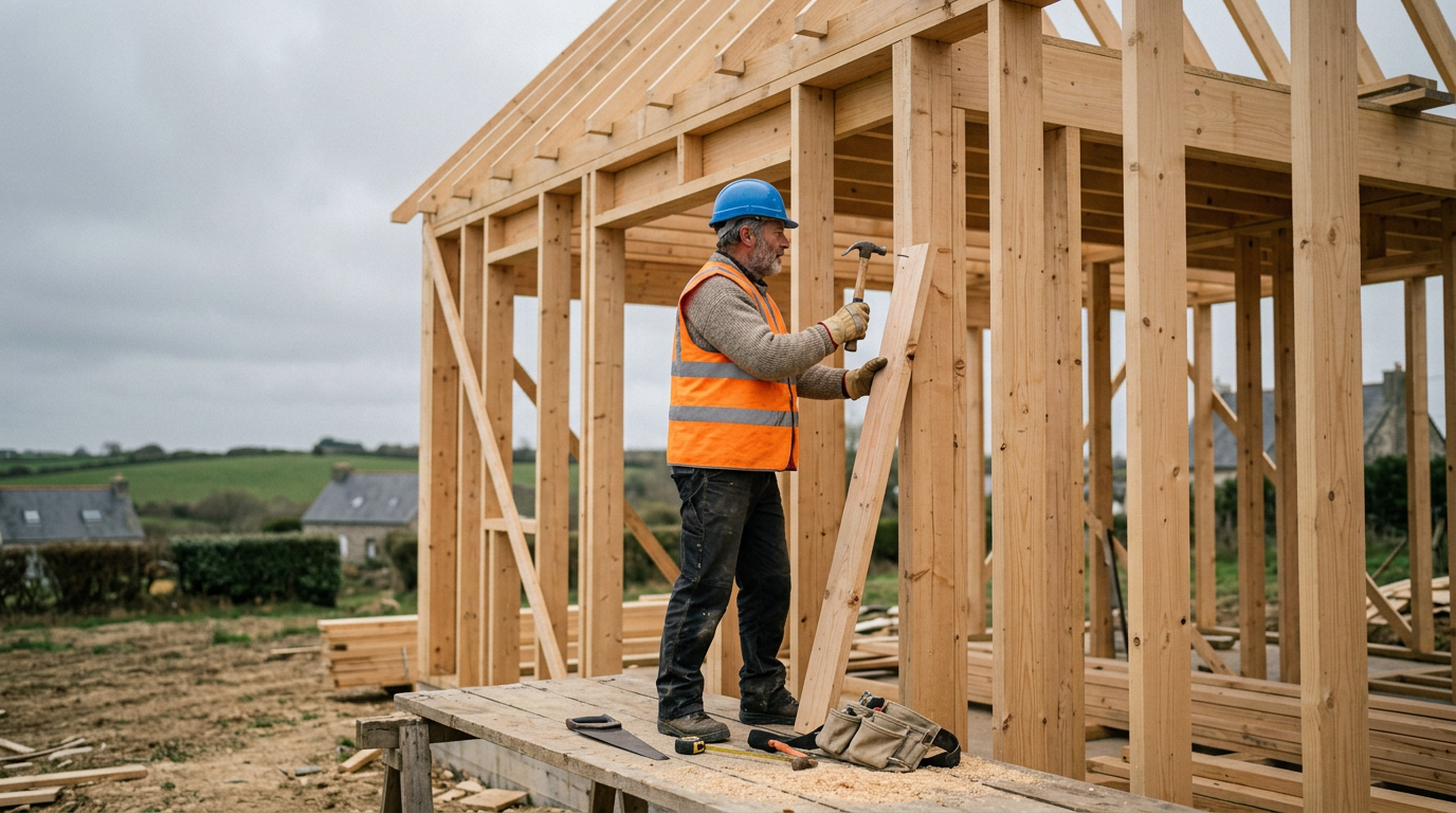 Chantier de construction d'une maison individuelle en Bretagne – Construction de maison à Séné