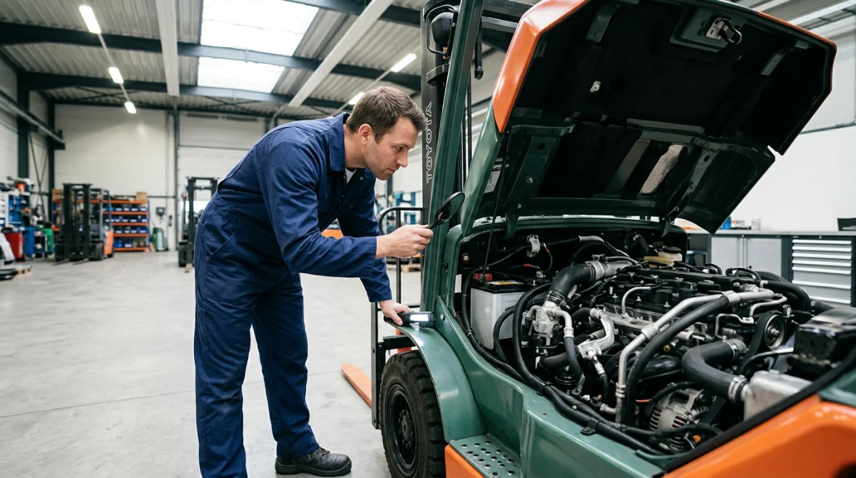 Inspection technique d'un chariot élévateur Toyota en atelier – chariot élévateur toyota occasion