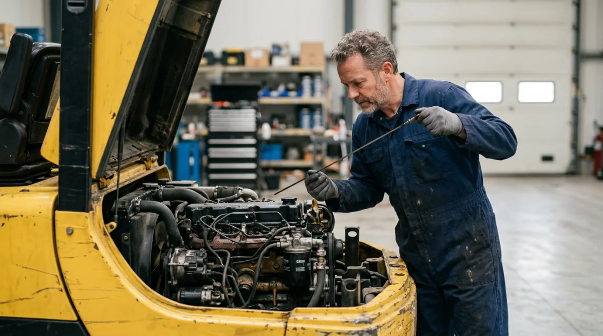 Inspection technique rigoureuse du moteur d'un chariot diesel – Chariot élévateur diesel occasion