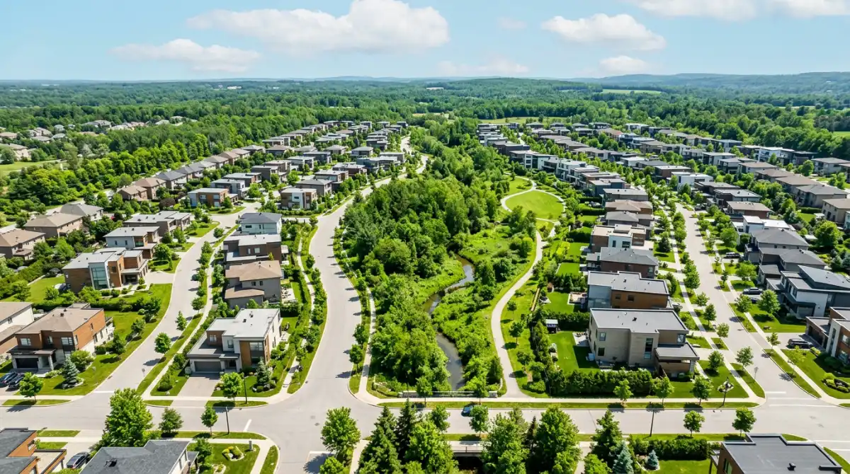 Quartier résidentiel moderne éligible aux prêts immobiliers long terme