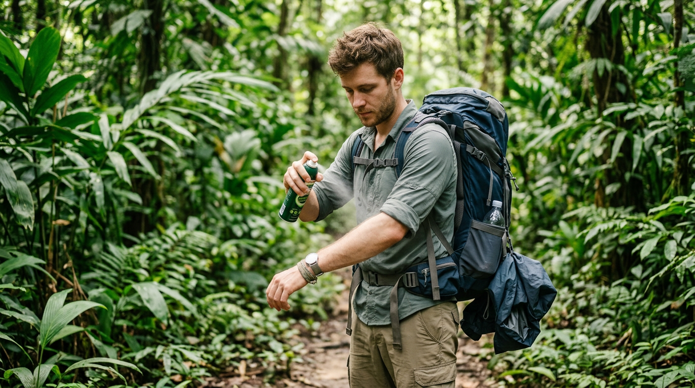 Application d'un répulsif cutané efficace en zone tropicale – prophylaxie anti-palustre