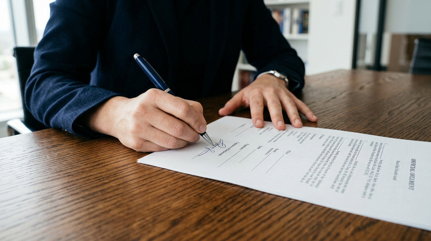 Signature d'un dossier de demande d'aide APA