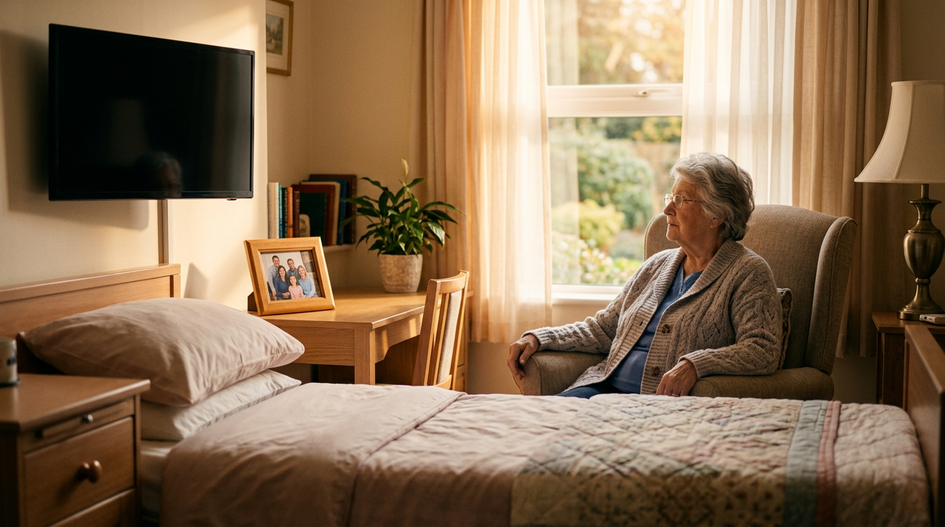 Chambre individuelle confortable et personnalisée en maison de retraite.